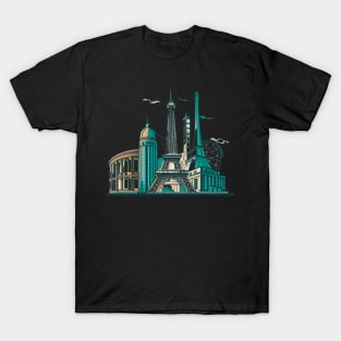 Designs that depict iconic and beautiful buildings from various parts of the world, such as the Eiffel tower, the Taj Mahal, the Colosseum or the Tower of Pisa T-Shirt